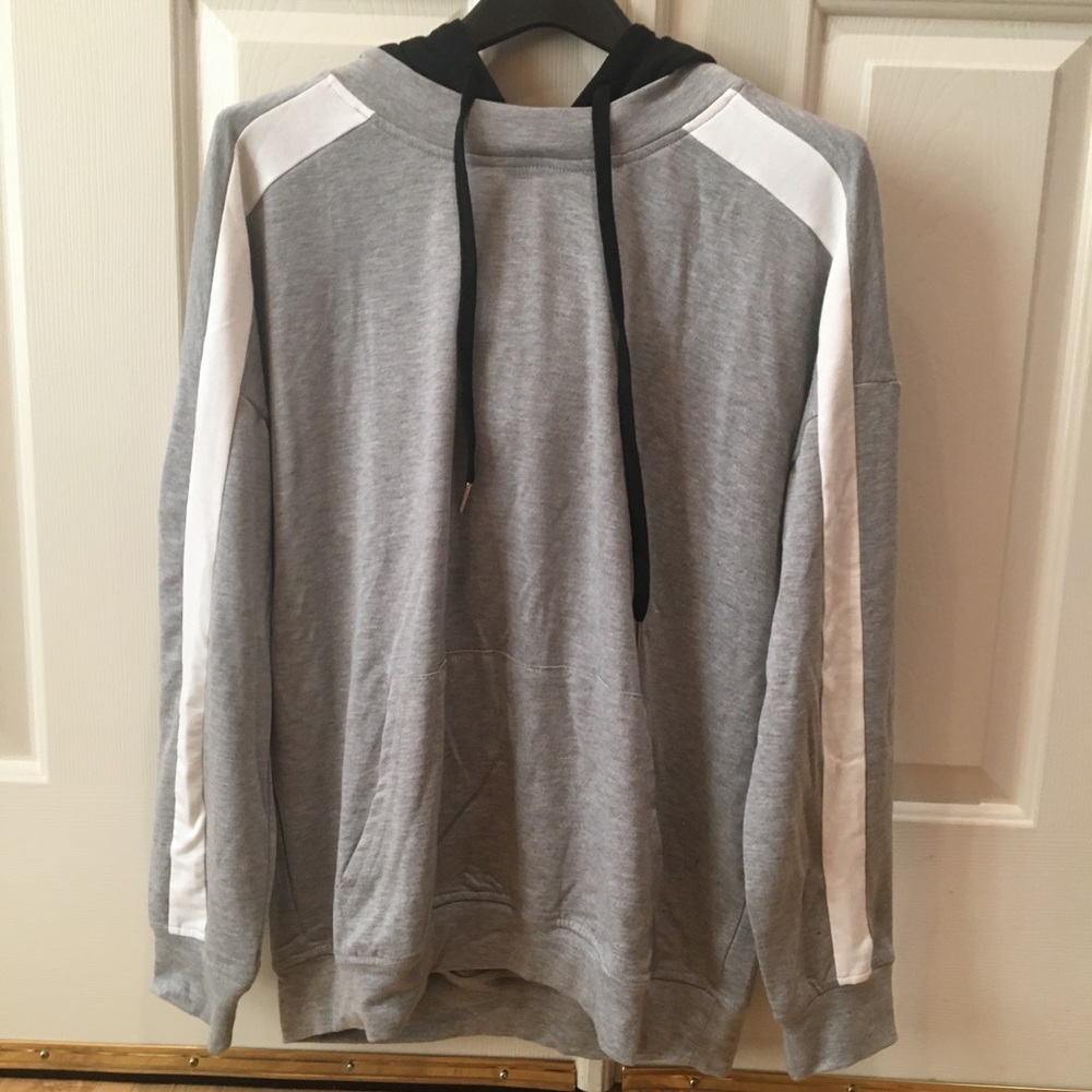 Gray White Hoodie w/ Black hood